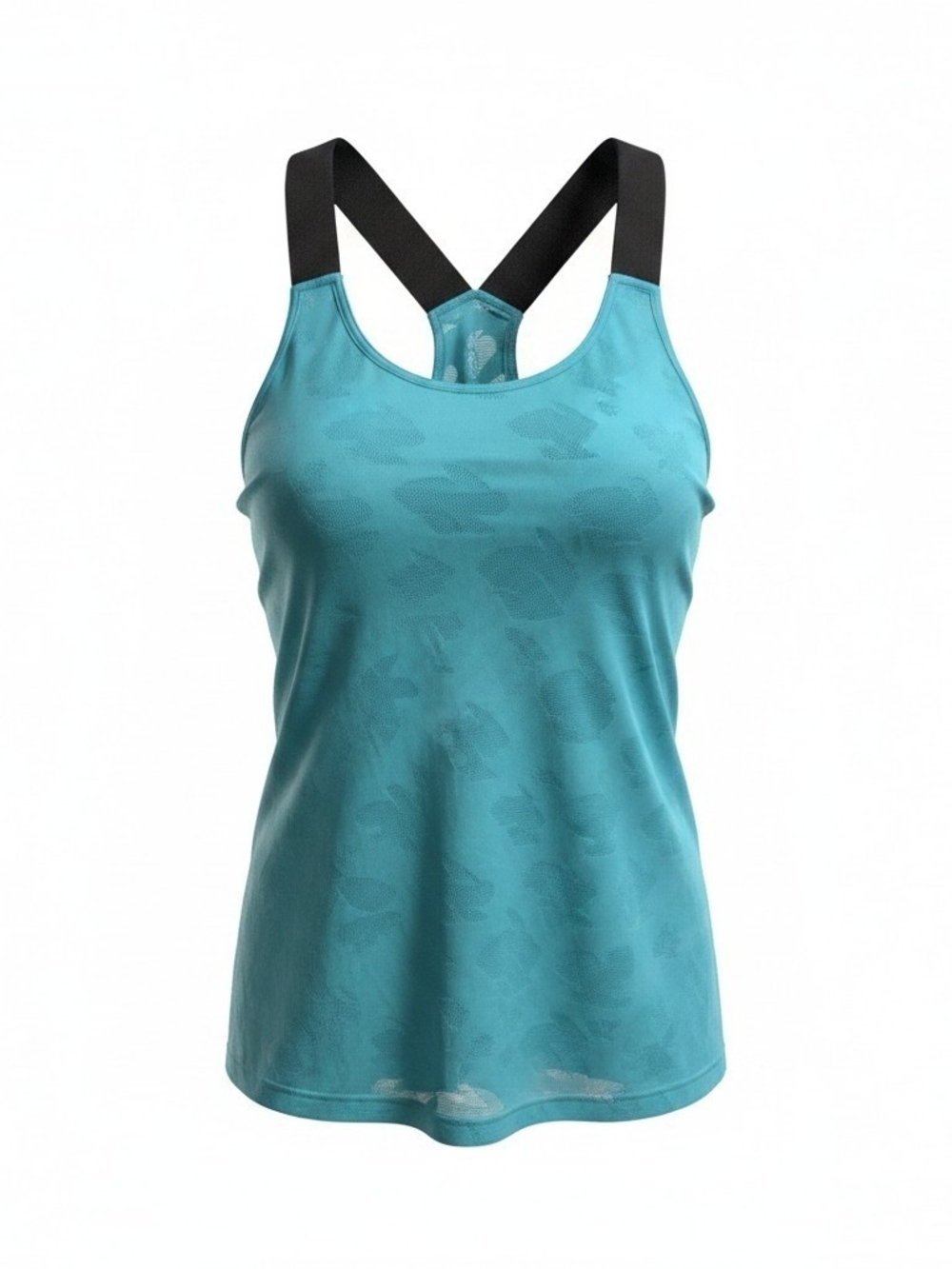 Teal Rabbit Running Racerback Performance Tank Top with Black Straps - Small